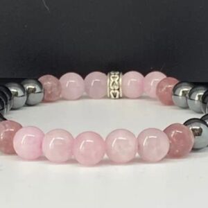 NEW! Rose Quartz Beaded Stretch Bracelet - Pink Agate Accent